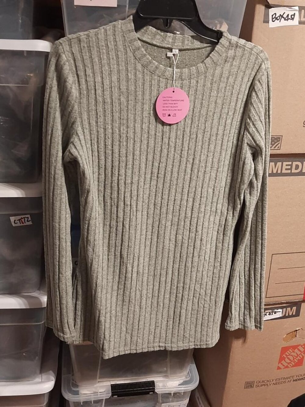 NEW TAG ! Women Oakgarden Sweater Gary Vertical Stripes Size L